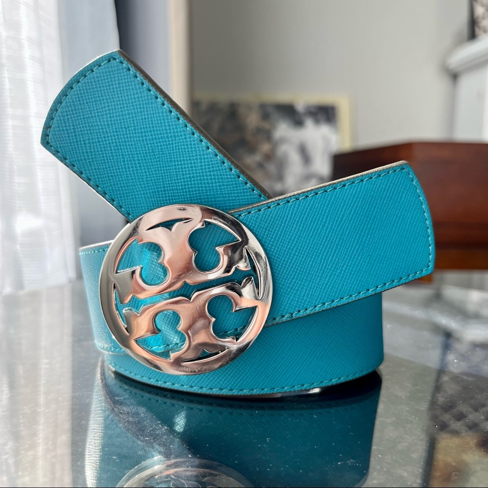 NWT Tory burch blue/nude 1 1/2" REVERSIBLE BELT size XXS/XS